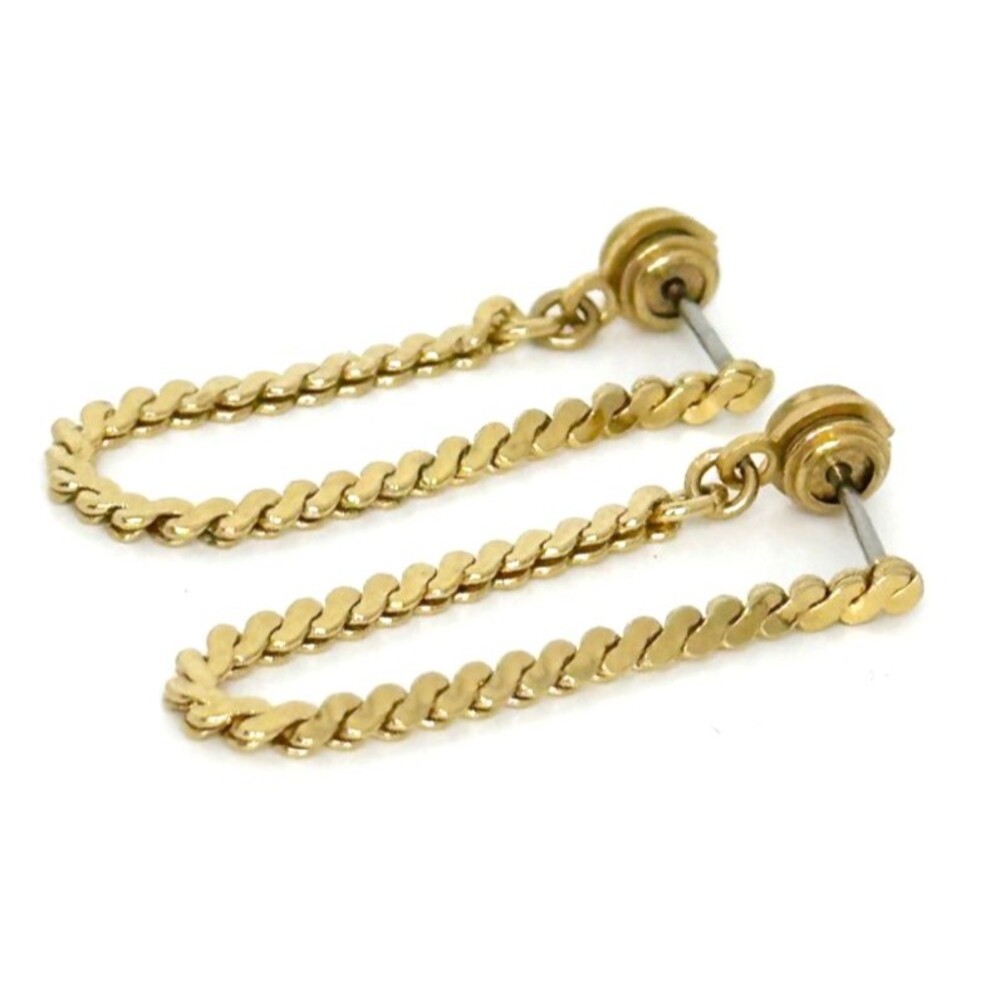 Monet Vintage Gold Tone Chain Threader Earrings Pierced